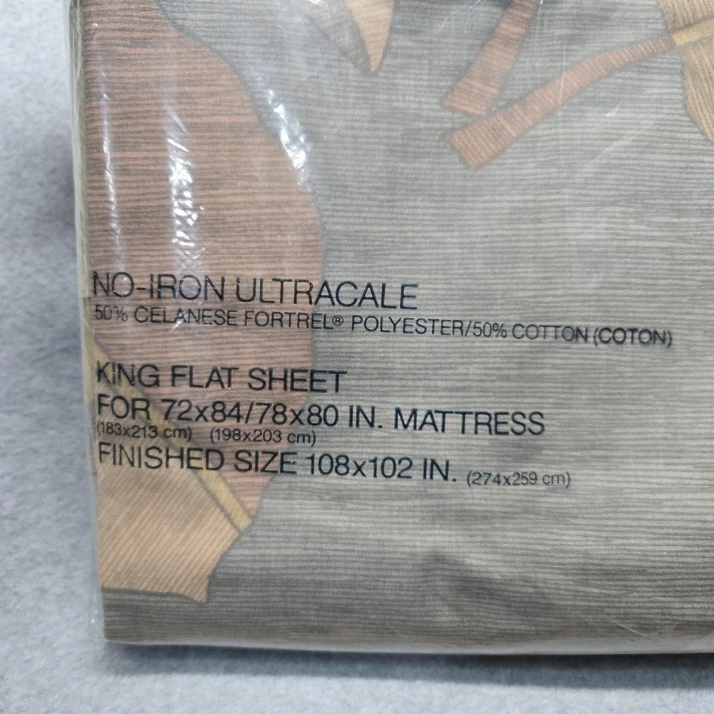 Vintage Wamsutta King Flat Sheet Key West 180 Count Percale No Iron‎ New Bedding